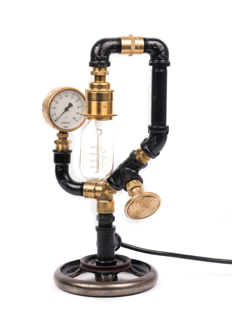 #sold "Sewing Machine Wheel Sprinkler" Lamp by Rob Sanders