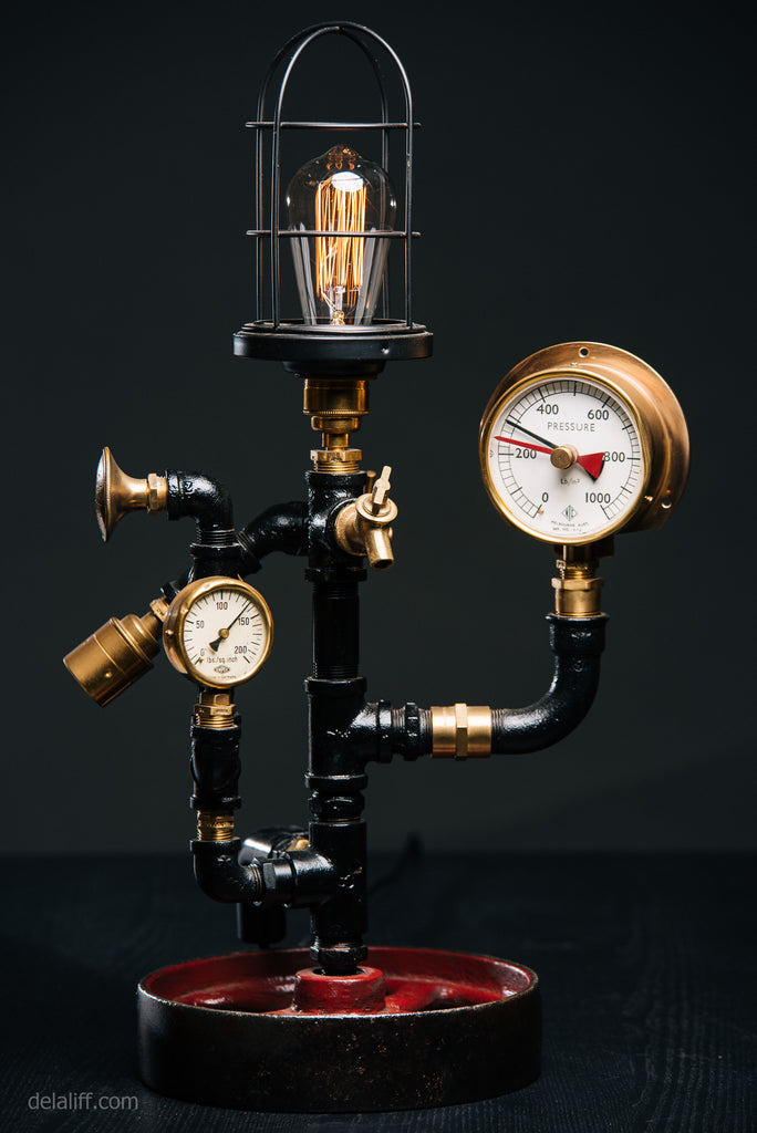 "Double Globe and Gauge Lamp #185" by Rob Sanders at De La Liff Gallery