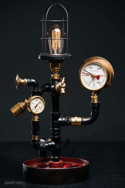 "Double Globe and Gauge Lamp #185" by Rob Sanders at De La Liff Gallery