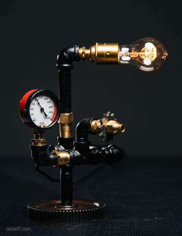 "Horizontal Light & Gear Lamp no. #135" by Rob Sanders at De La Liff Gallery