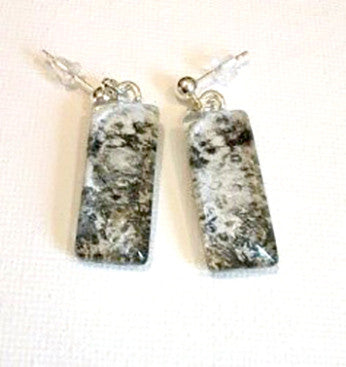 "Marble Juxtapose" - Double Sided Black & White Painted Drop Earrings by Anthea Louise Piszczuk