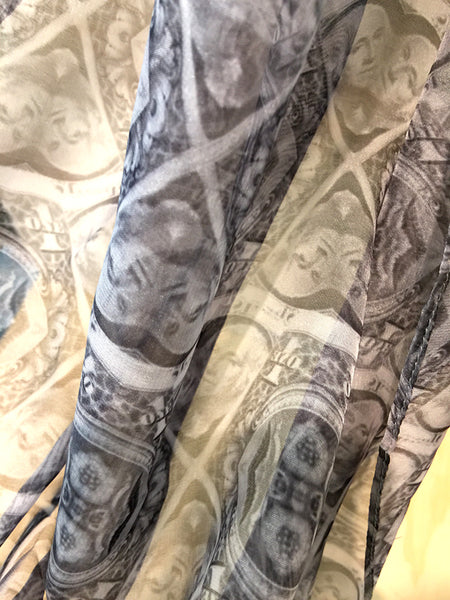 "Dollar Bills Y'all" - Silk Chiffon Scarf (95mm X 95mm) by Mark Zed
