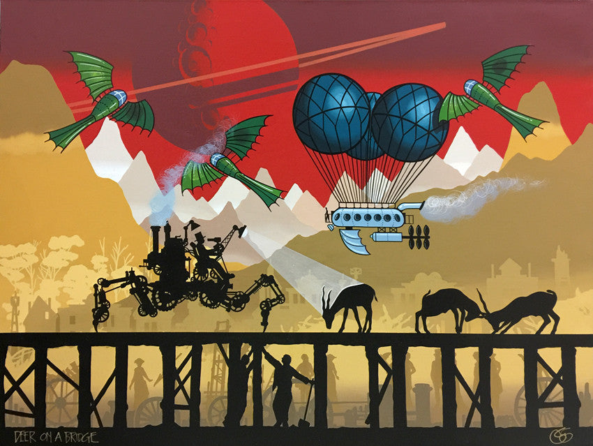 #Sold "Deer on a Bridge" By Graham Shaw