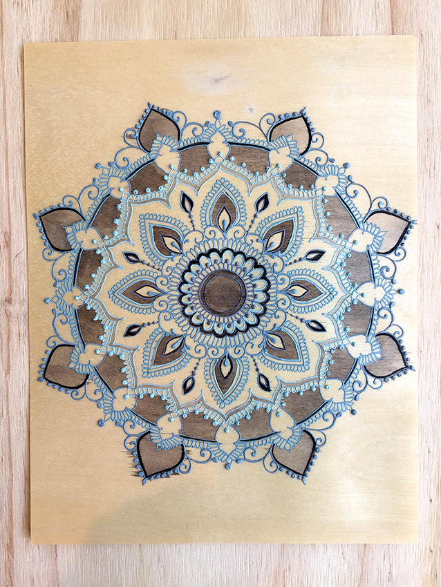 "Vishnu Ji" *Special Edition* - Cherry Wood Paper henna artwork by Linda Bell