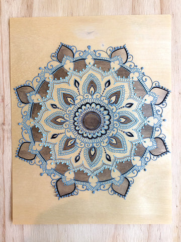 "Vishnu Ji" *Special Edition* - Cherry Wood Paper henna artwork by Linda Bell