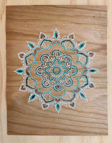 "Cheree Ji" *Special Edition* - Cherry Wood Paper henna artwork by Linda Bell