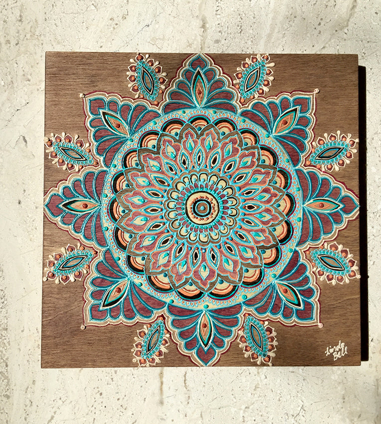 #sold "Plum Cinta" Timber Henna Artwork by Linda Bell