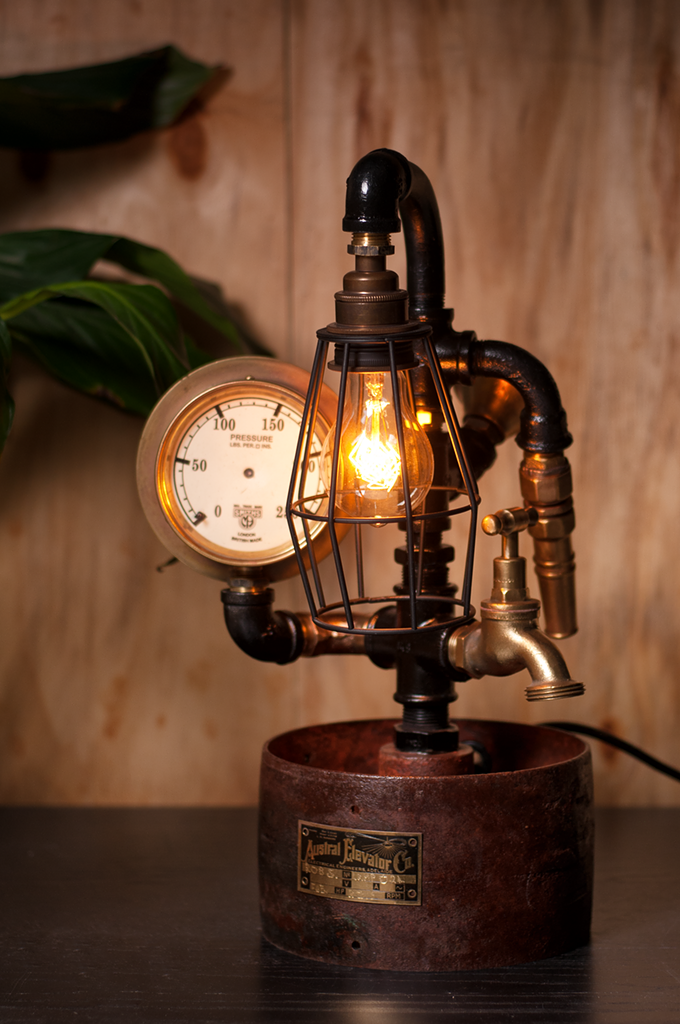 "Large Flat bely Pulley" Lamp by Rob Sanders