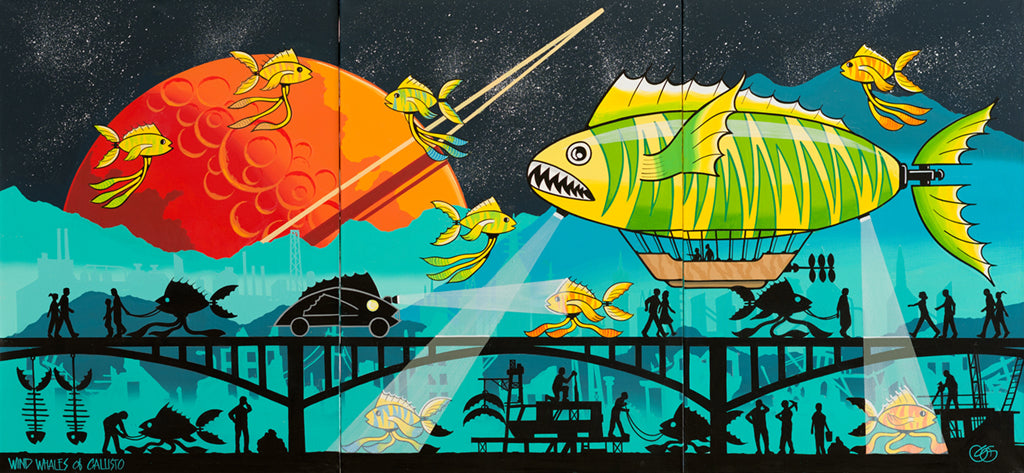 "Wind Whales of Callisto" (triptych) by Graham Shaw