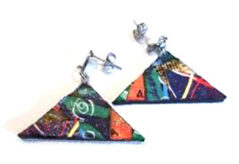 #SOLD "Drop Collage Triangle Stud Earrings" by Anthea Louise Piszczuk