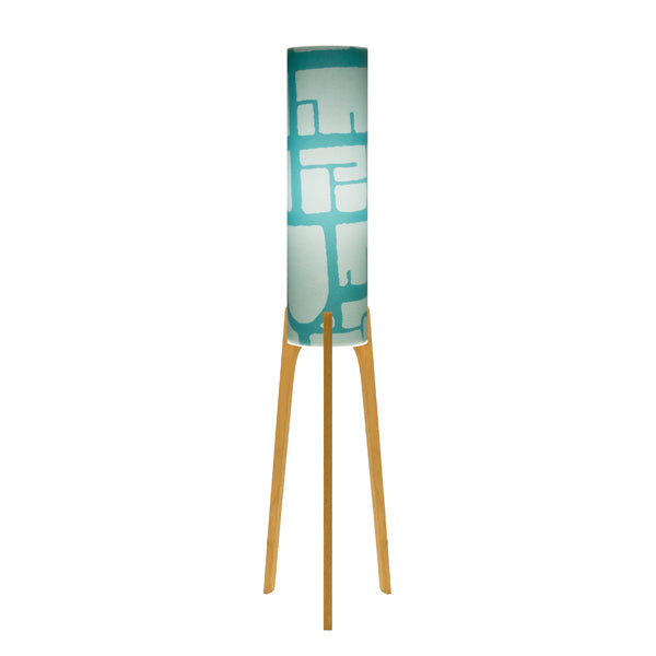 THE PHOEBE LAMP - Original Tri Base (pine) $389 - [Paper: Adelaide Detail Teal] by Where North Meets South