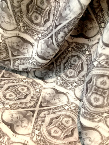 "Dollar Bills Y'all" - Double Georgette Silk Scarf (95mm X 95mm) by Mark Zed