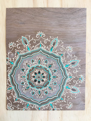 #sold "Shiva Cinta" *Special Edition* - Walnut Wood Paper henna artwork by Linda Bell