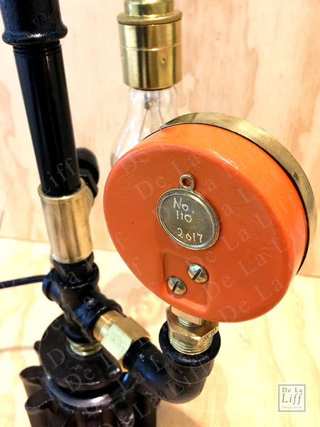 #sold "Orange Gauge & Gear Lamp no. 110" by Rob Sanders