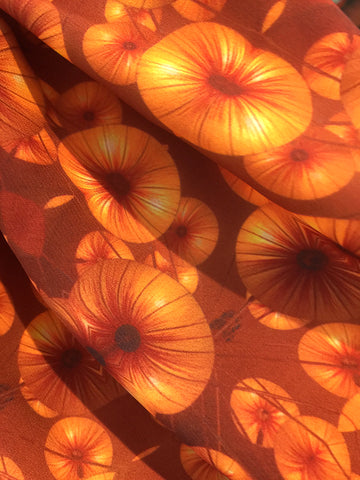 "Yum Cha Orange" - Double Georgette Silk Scarf (140mm X 150mm) by Mark Zed